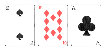 Kasino-korttipelin pistekortit Lilla, Tuura ja ässät
